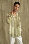 Shop_Label Muslin_Green Chiffon Embellished Cori Shells Tie Dye Short Kurta _Online_at_Aza_Fashions