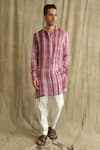 Buy_Label Muslin_Purple Chiffon Embellished Mirror Work Tie Dye Kurta _at_Aza_Fashions