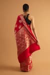 Shop_Neitri_Red Banarasi Silk Woven Zari Gayatri Saree _at_Aza_Fashions