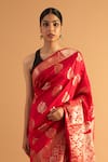 Neitri_Red Banarasi Silk Woven Zari Gayatri Saree _Online_at_Aza_Fashions