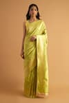 Buy_Neitri_Green Banarasi Silk Woven Trellis Meera Butti Pattern Saree _at_Aza_Fashions