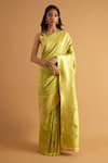 Neitri_Green Banarasi Silk Woven Trellis Meera Butti Pattern Saree _Online_at_Aza_Fashions