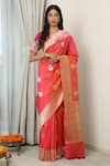 Buy_Neitri_Orange Silk Woven Floral Butti Pushkar Saree _at_Aza_Fashions