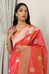 Neitri_Orange Silk Woven Floral Butti Pushkar Saree _Online_at_Aza_Fashions