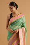 Buy_Neitri_Green Organza Woven Zari Somnath Saree _Online_at_Aza_Fashions