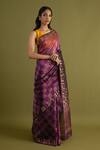 Neitri_Wine Organza Wardha Saree _Online_at_Aza_Fashions