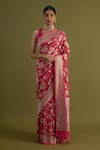 Buy_Neitri_Pink Georgette Woven Zari Dhani Gul Jaal Saree _at_Aza_Fashions