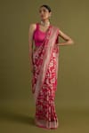 Buy_Neitri_Pink Georgette Woven Zari Dhani Gul Jaal Saree _Online_at_Aza_Fashions