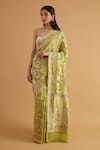 Buy_Neitri_Green Georgette Woven Shikargah Gavi Work Saree _at_Aza_Fashions