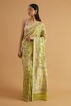 Neitri_Green Georgette Woven Shikargah Gavi Work Saree _Online_at_Aza_Fashions