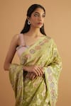 Buy_Neitri_Green Georgette Woven Shikargah Gavi Work Saree _Online_at_Aza_Fashions