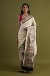 Buy_Neitri_White Silk Woven Zari Kannauj Paisley Border Saree _at_Aza_Fashions