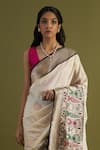 Buy_Neitri_White Silk Woven Zari Kannauj Paisley Border Saree _Online_at_Aza_Fashions