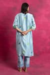 Shop_Neitri_Blue Chiniya Silk Embroidered Polka Dot V Straight Design Kurta And Pant Set _at_Aza_Fashions