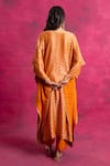 Shop_Neitri_Orange Georgette Silk Embroidered Round Leheriya Pattern Kaftan And Pant Set _at_Aza_Fashions