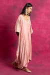 Shop_Neitri_Pink Georgette Silk Embroidered Round Leheriya Pattern Kaftan And Pant Set _Online_at_Aza_Fashions