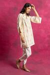 Shop_Neitri_White Chiffon Collared Prakrit Butterfly Motif Kurta And Tulip Pant Set _Online_at_Aza_Fashions