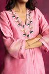 Shop Neitri Pink Silk Embroidery V-neck Roopsaar Neckline Kurta And Pant Set Online at Aza Fashions Shop_Neitri_Pink Silk Embroidery V-neck Roopsaar Neckline Kurta And Pant Set _Online_at_Aza_Fashions