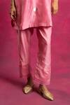 Neitri_Pink Chiffon, Silk Embroidery V-neck Sajgaar Kurta And Pant Set _Online_at_Aza_Fashions