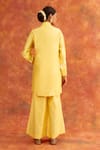 Shop_Neitri_Yellow Chiffon Mandarin Collar Surmya Lotus Motif Kurta And Pant Set _at_Aza_Fashions
