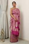 Buy_Neitri_Pink Banarasi Silk Woven Kadua Rattna Floral Jaali Saree _at_Aza_Fashions