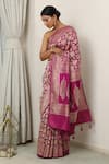 Shop_Neitri_Pink Banarasi Silk Woven Kadua Rattna Floral Jaali Saree _at_Aza_Fashions