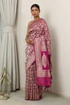 Neitri_Pink Banarasi Silk Woven Kadua Rattna Floral Jaali Saree _Online_at_Aza_Fashions