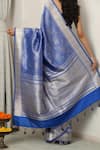 Shop_Neitri_Blue Banarasi Silk Woven Peacock Maheshwar Saree _at_Aza_Fashions