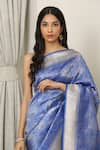 Buy_Neitri_Blue Banarasi Silk Woven Peacock Maheshwar Saree _Online_at_Aza_Fashions