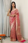 Buy_Neitri_Pink Banarasi Silk Woven Floral Vine Mallika Saree _at_Aza_Fashions