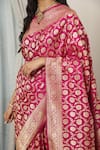 Neitri_Pink Banarasi Silk Woven Floral Vine Mallika Saree _Online_at_Aza_Fashions