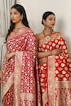 Shop_Neitri_Pink Banarasi Silk Woven Floral Vine Mallika Saree _Online_at_Aza_Fashions