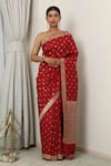 Buy_Neitri_Red Banarasi Silk Woven Butti Nithya-umarani Zari Floral Saree _at_Aza_Fashions