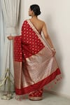 Shop_Neitri_Red Banarasi Silk Woven Butti Nithya-umarani Zari Floral Saree _at_Aza_Fashions