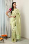 Buy_Neitri_Green Banarasi Silk Woven Geometric Tara Zari Checkered Saree _at_Aza_Fashions