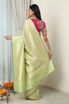 Shop_Neitri_Green Banarasi Silk Woven Geometric Tara Zari Checkered Saree _at_Aza_Fashions