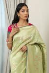 Neitri_Green Banarasi Silk Woven Geometric Tara Zari Checkered Saree _Online_at_Aza_Fashions