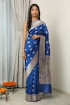 Buy_Neitri_Blue Banarasi Silk Woven Elephant Harka Zari Saree _at_Aza_Fashions