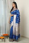 Neitri_Blue Banarasi Silk Woven Elephant Harka Zari Saree _Online_at_Aza_Fashions