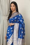 Buy_Neitri_Blue Banarasi Silk Woven Elephant Harka Zari Saree _Online_at_Aza_Fashions