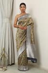 Buy_Neitri_Green Banarasi Silk Woven Anar Vine Sayra Zari Saree _at_Aza_Fashions