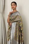 Buy_Neitri_Green Banarasi Silk Woven Anar Vine Sayra Zari Saree _Online_at_Aza_Fashions