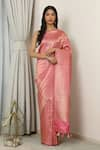 Buy_Neitri_Pink Banarasi Silk Woven Chevron Gauri Zari Saree _at_Aza_Fashions