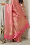 Shop_Neitri_Pink Banarasi Silk Woven Chevron Gauri Zari Saree _at_Aza_Fashions