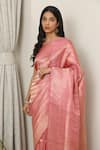 Neitri_Pink Banarasi Silk Woven Chevron Gauri Zari Saree _Online_at_Aza_Fashions