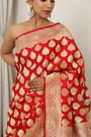 Neitri_Red Banarasi Silk Woven Butti Jodha Zari Saree _Online_at_Aza_Fashions