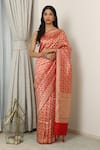 Buy_Neitri_Red Banarasi Silk Woven Floral Vine Dishani Zari Jaal Saree _at_Aza_Fashions