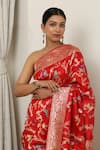 Buy_Neitri_Red Banarasi Silk Woven Floral Vine Rudr Zari Saree _Online_at_Aza_Fashions