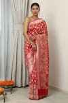 Buy_Neitri_Red Banarasi Silk Woven Floral Butti Padma Saree _at_Aza_Fashions