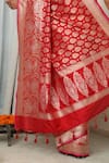 Neitri_Red Banarasi Silk Woven Floral Butti Padma Saree _Online_at_Aza_Fashions